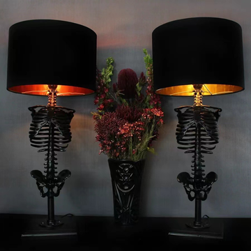 Gothic Skull Skeleton Desk Lamp | Resin | Darkwave Home Decor