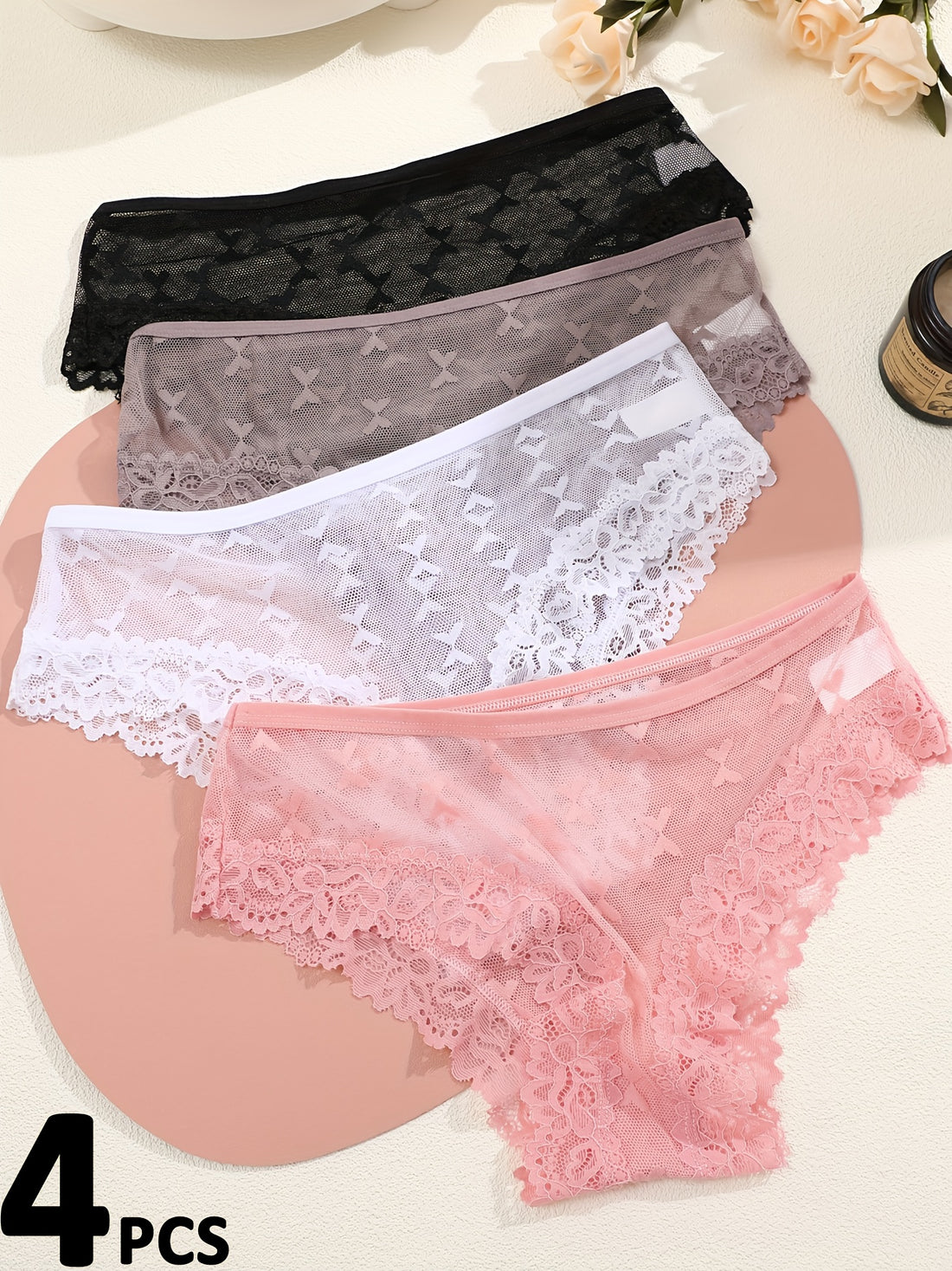 4-Pack Sheer Mesh Brief Set | Butterfly Lace | Alternative Darkwear