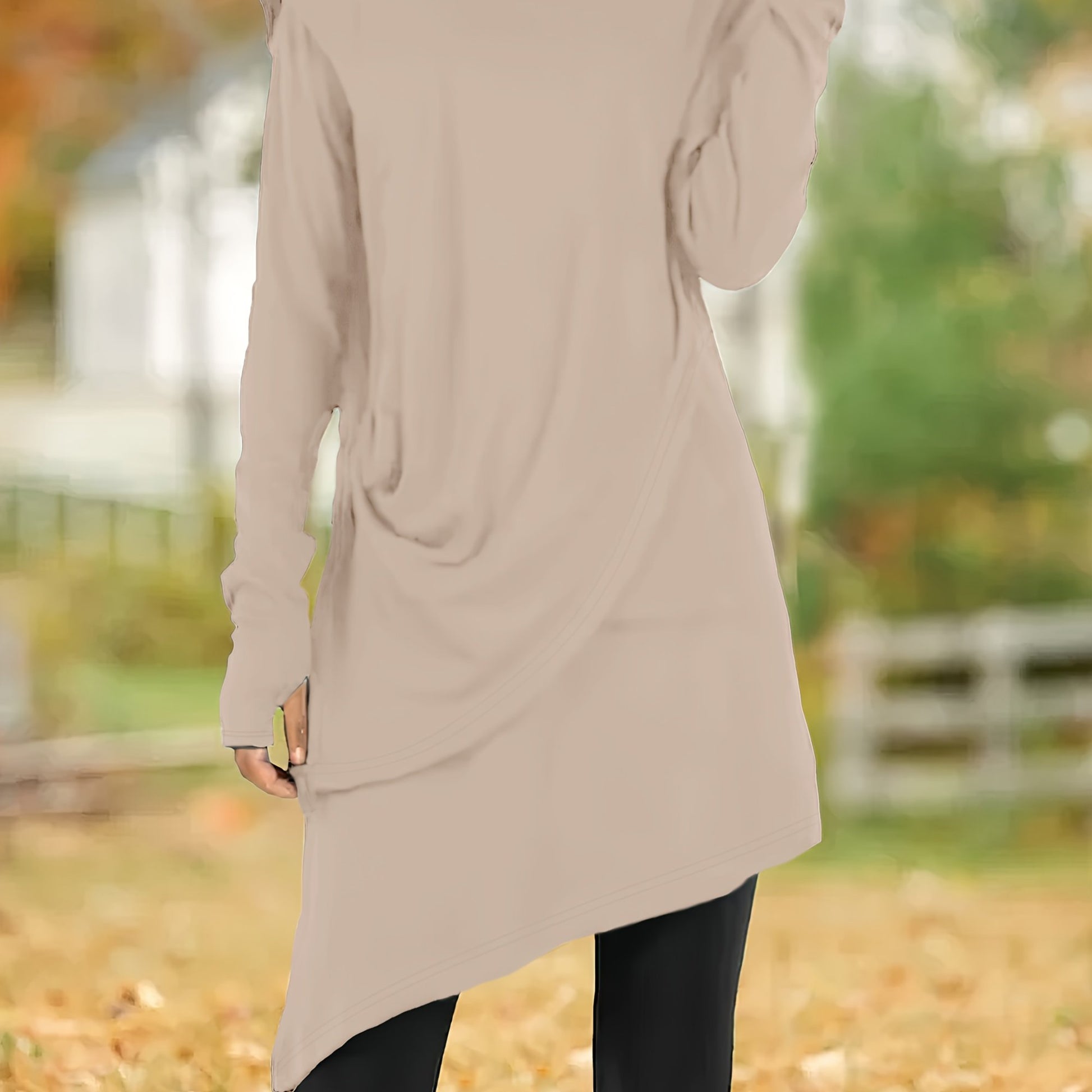Asymmetric hem cowl neck tunic dress in apricot from Alternative Darkwear