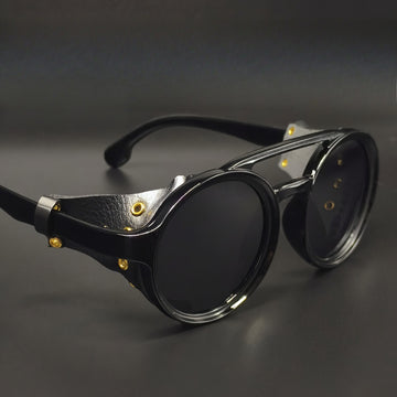 Runde UV400 Sonnenbrille mit Doppelsteg im Darkwear-Stil