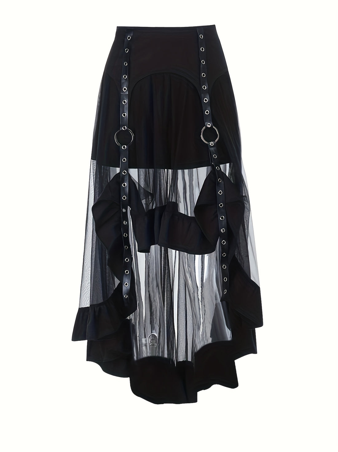 Gothic ballgown corset dress in black with layered mesh skirt, lace trim and structured corset bodice from Alternative Darkwear