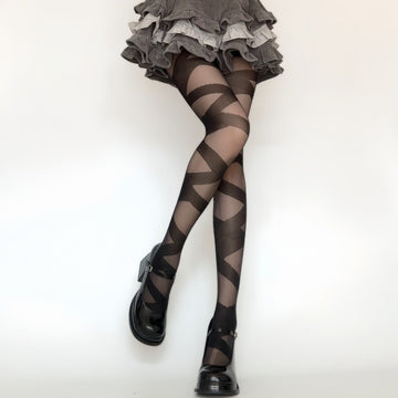 Gothic Lolita Cross Bandage Pantyhose | Over-Knee Hollow Mesh Stockings