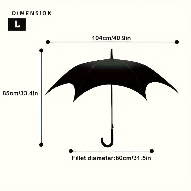 Alternative darkwear batwing umbrella Fiberglass handle and automatic open mechanism — wind resistant design