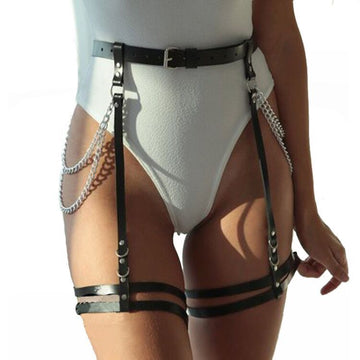 Belt Chain Adjustable Integrated Leg Loop Garter Belt