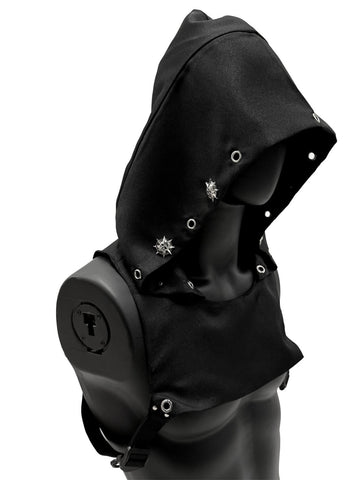 Devil Skull Cyberpunk Rogue Cowl Hood Scarf | Neck Warmer Costume Hooded Cape Hat, Regular Fit, Slight Stretch Fabric, Solid Color